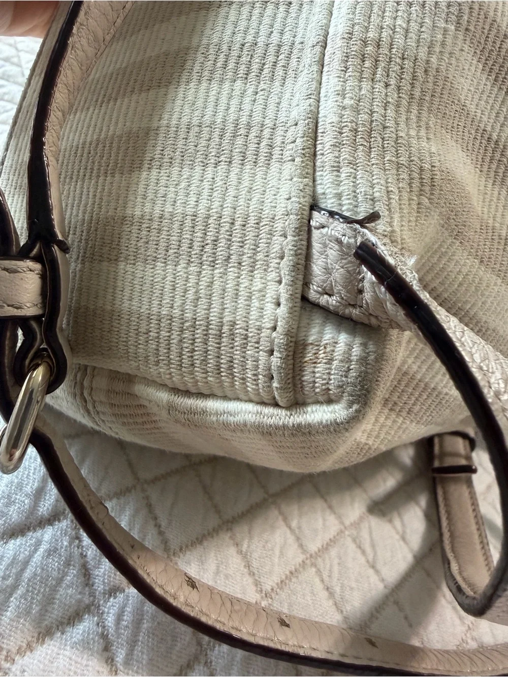 kate spade Cream and Beige Striped Mini Backpack